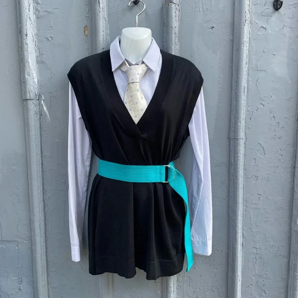 Wolford Black Cotton Silk Sweater Vest,  size Small
